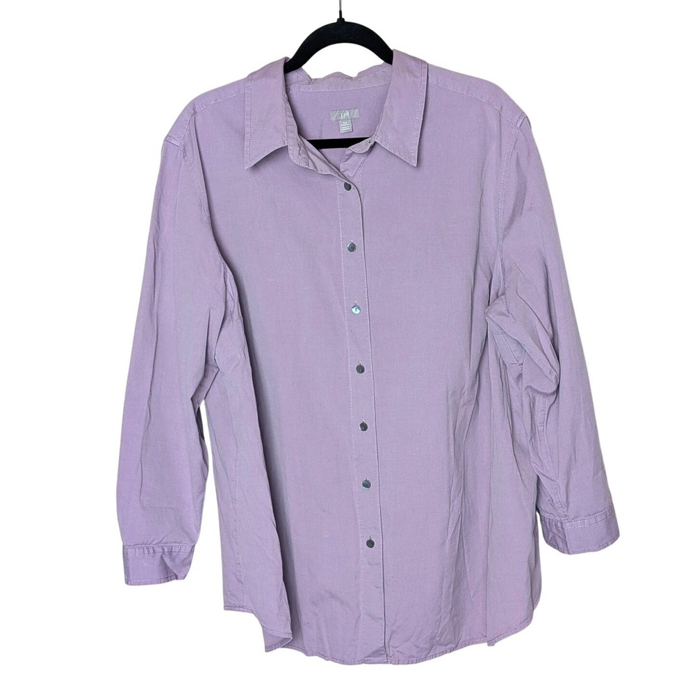 J Jill Lavender 100% Cotton Button-Down Shirt Women's Size 2X